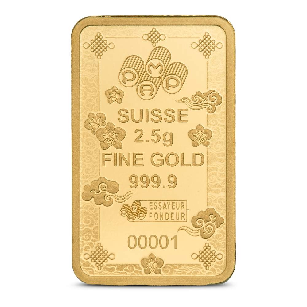 2.5 Gram PAMP Suisse Lucky Cat Gold Bar (New w/Assay)