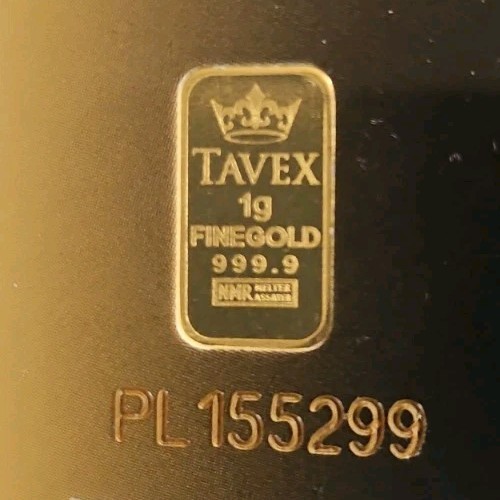 TAVEX Bar 24ct Gold 1g in COA with Hologram