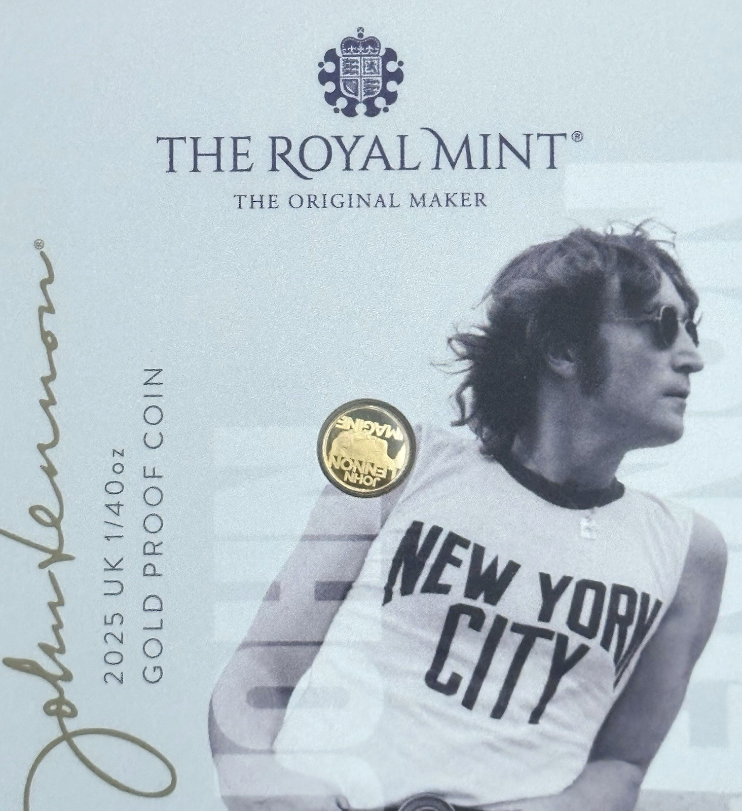 2025 Great Britain JOHN LENNON Music Legends 1/40 oz Gold Proof in Card L.E.1250