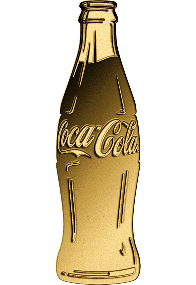 COCA COLA Bottle Shape 1/1000 Oz Gold 999 Coin card 3000 Francs Chad 2023