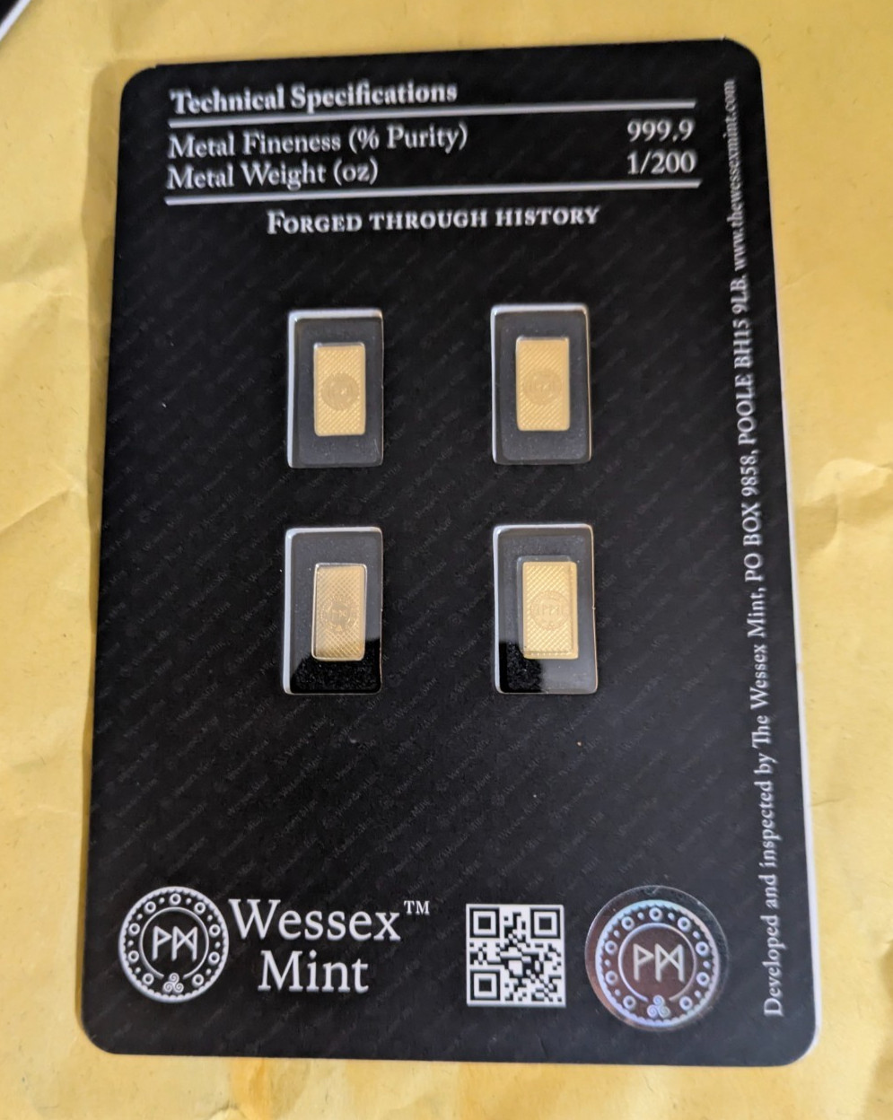 WESSEX MINT 4X 1/200 OZ 9999 FINE GOLD BRITANNIA DESIGN ORIGINAL PACKAGING 0.62g