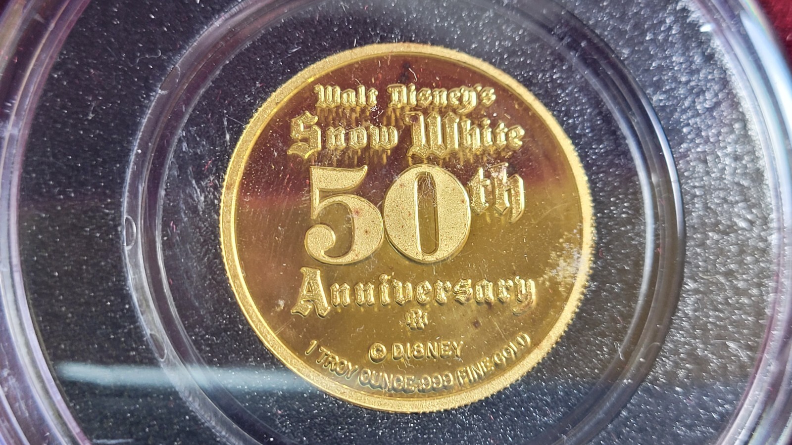 1987 Rarities Mint Snow White 50th Anniv 1 Troy Ounce .999 Fine Gold Round 0228