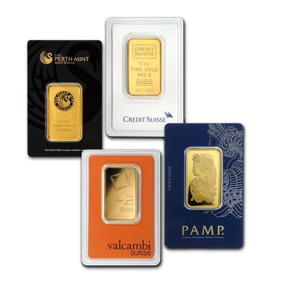 1 oz Gold Bar – Brand Name (Random, In Assay Card) .9999 Fine Gold Secondary
