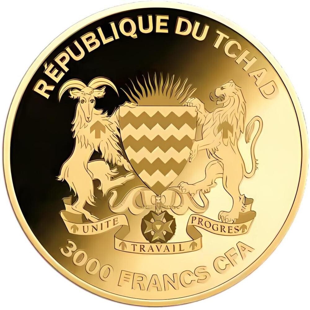 TYRANNOSAURUS REX 1/1000 Oz Gold Coin 3000 Francs Chad 2023