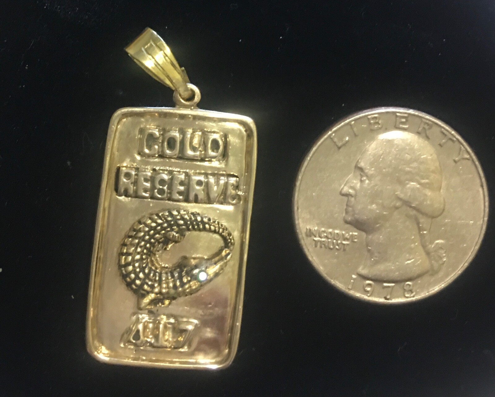 10 Karat Gold Alligator Ingot Pendant