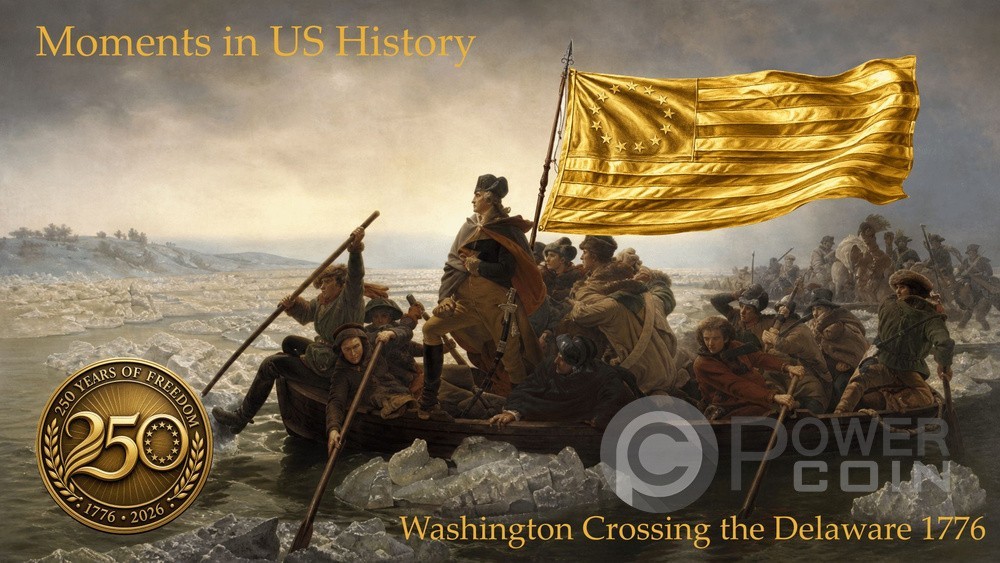 WASHINGTON CROSSING THE DELAWARE 1776 1/1000 Oz Gold Medal