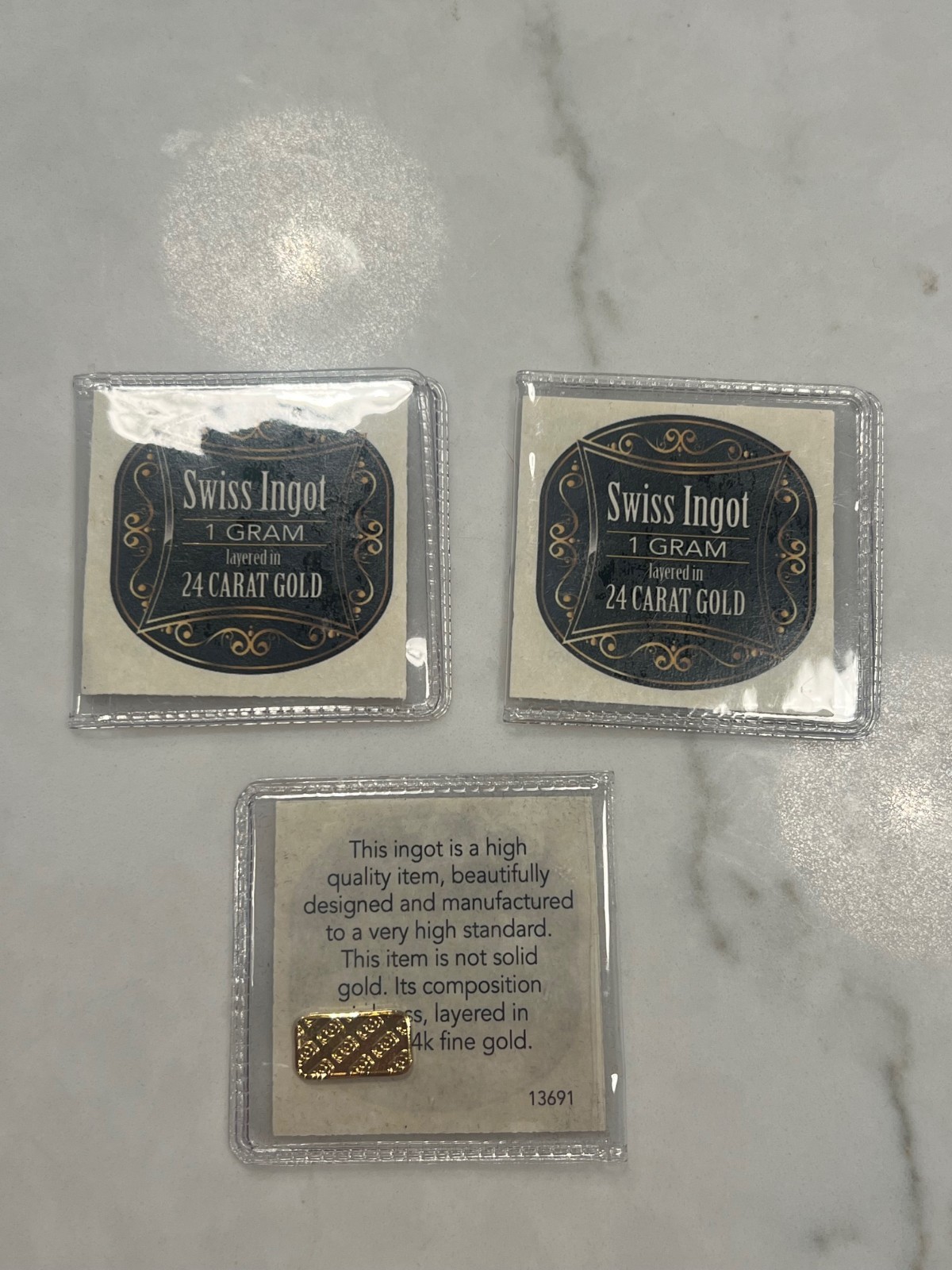 Lot of 3 Swiss Ingot Gold 24k 1 Gram Each