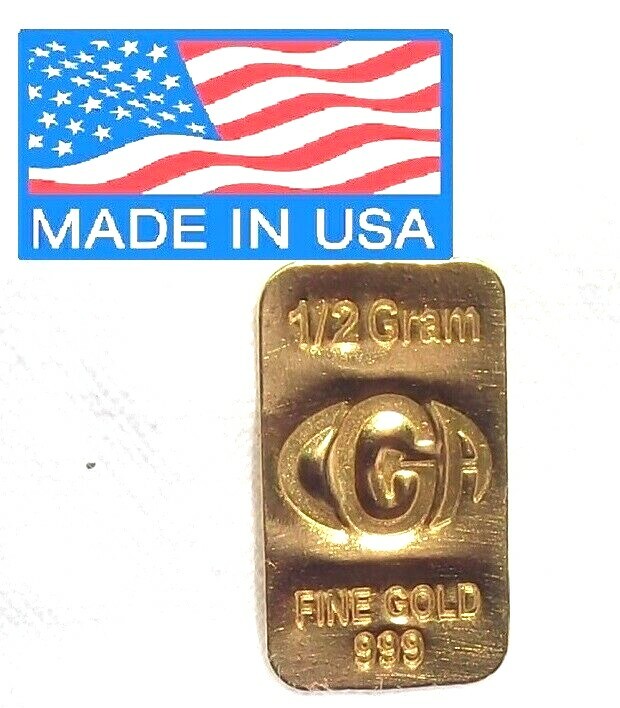 1 / 2 GRAM GOLD BAR 24K PURE CGA PREMIUM BULLION INGOT 9999 FINE CERTIFIED !