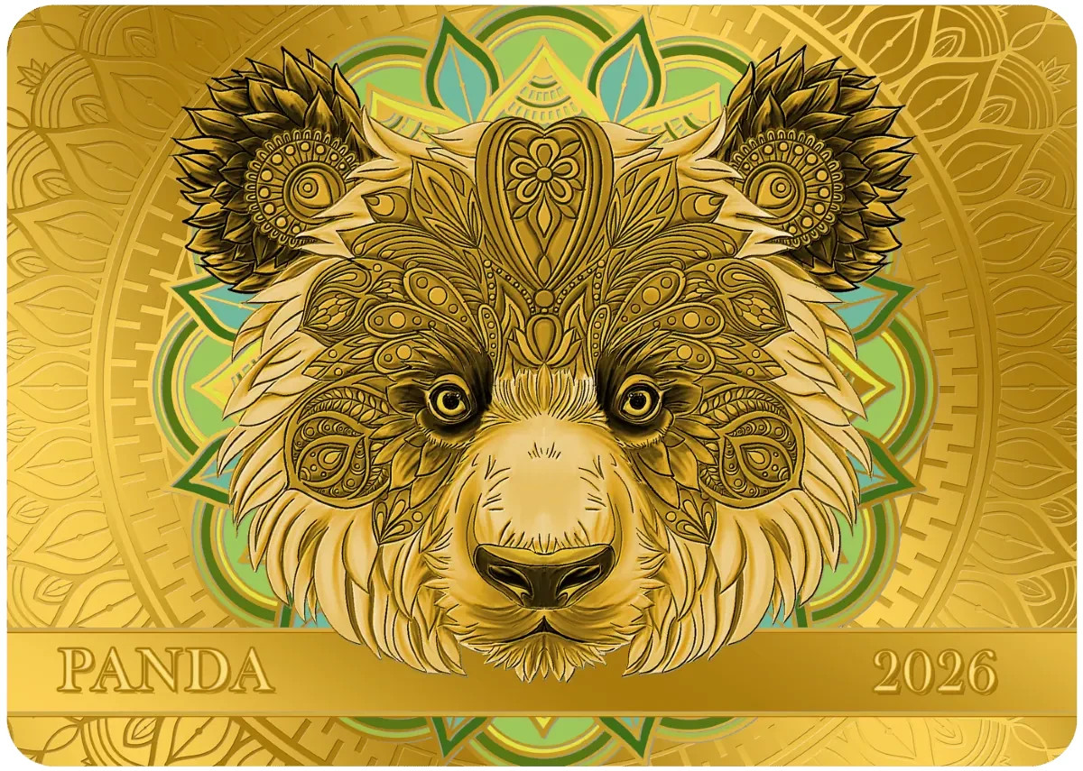 2026 Gold Bar Samoa Spirit Animals Collection Panda Gold Proof-like Coin