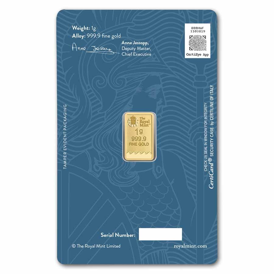 1 gram Gold Bar – The Royal Mint Britannia (New Assay)