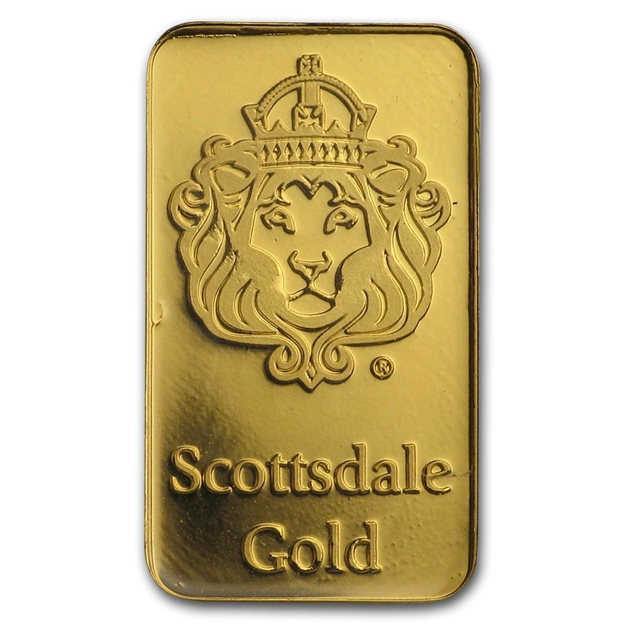 1 gram Scottsdale Mint .9999 Gold Bar Sealed in Certi-Lock®