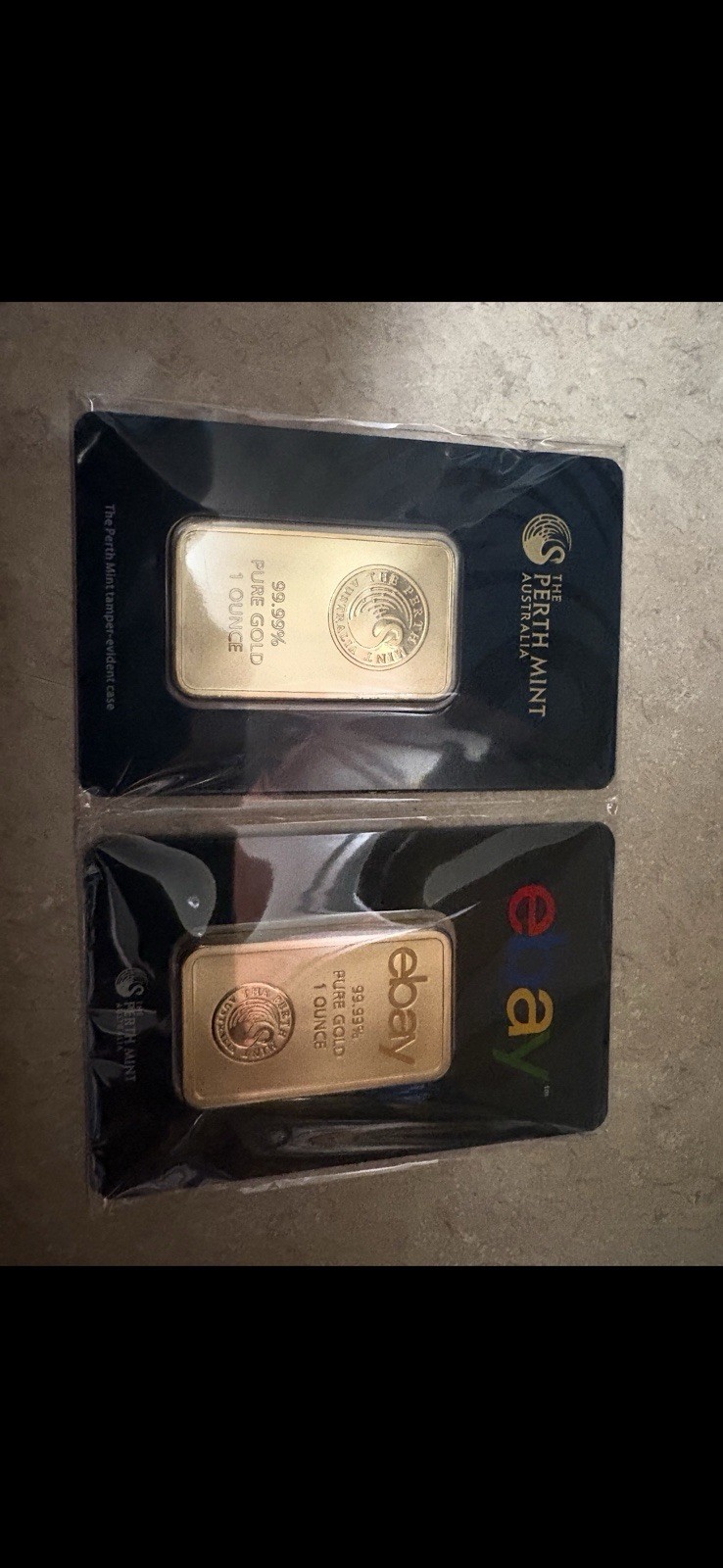 The Perth Mint 2023 0.9999 Gold Bar 1 oz In Assay Card Lot of 2