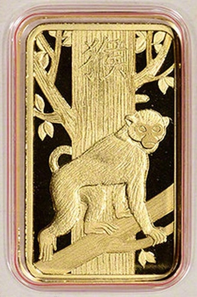 PAMP Suisse 5g Gold Year of the Monkey – The Lunar Calendar Series. New in Assay