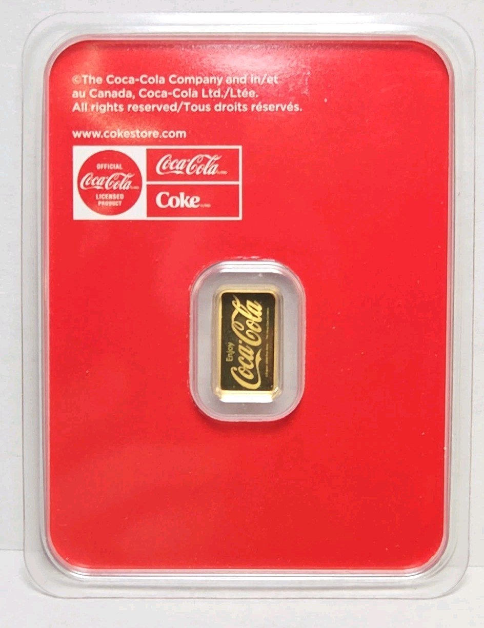Coca-Cola 1/2 Gram .9999 Pure Gold Bar in Assay Package–Collectible Gold RTC167