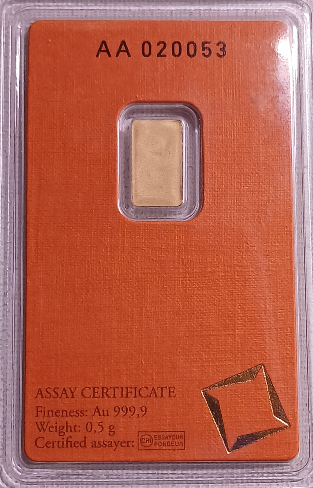 1/2 gram Gold Bar – Valcambi Suisse – 999.9 Fine in Sealed Assay