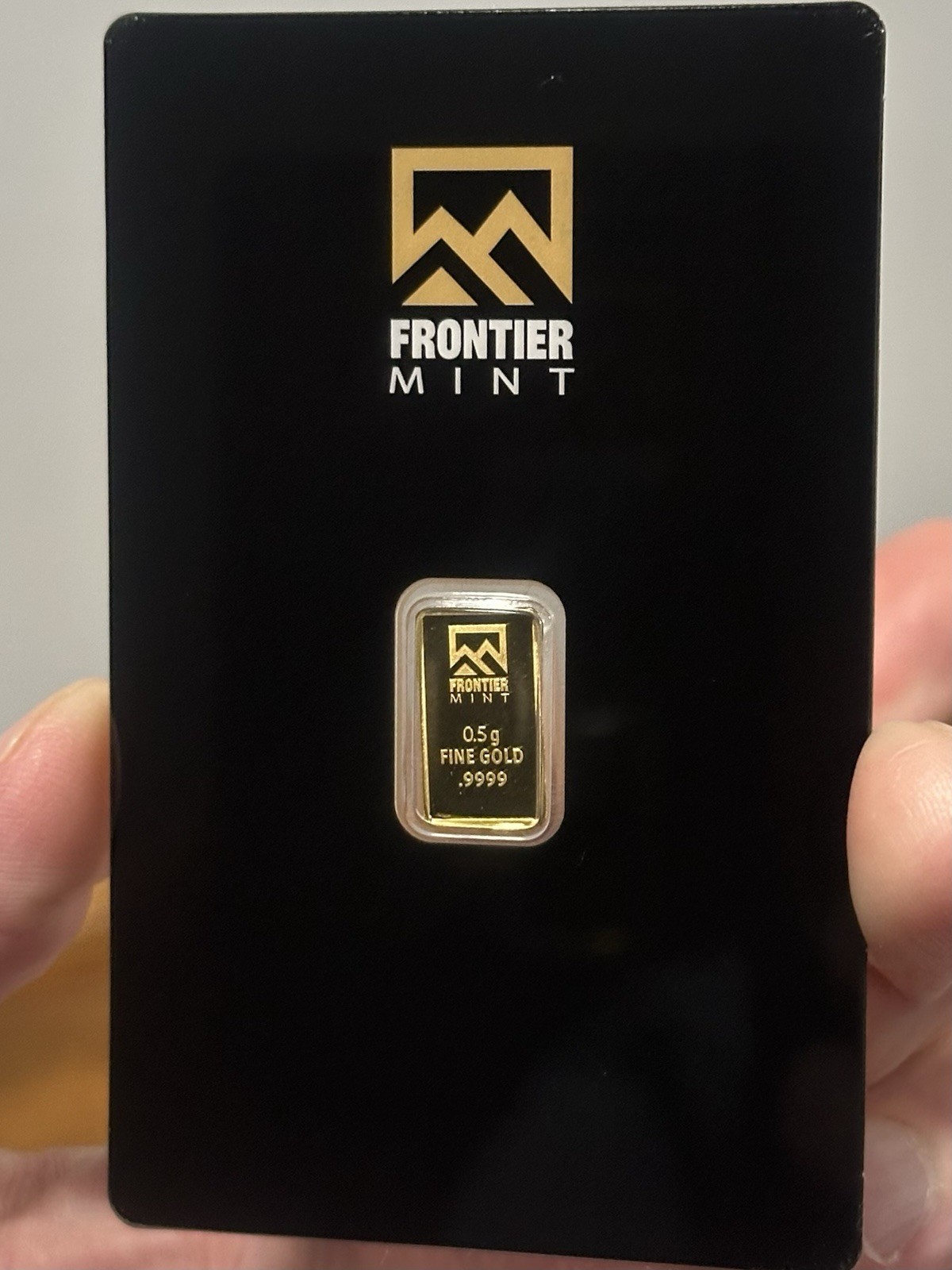 Frontier Mint 1/2 Gram .9999 Gold Bar Sealed in Assay Card Fractional Gold