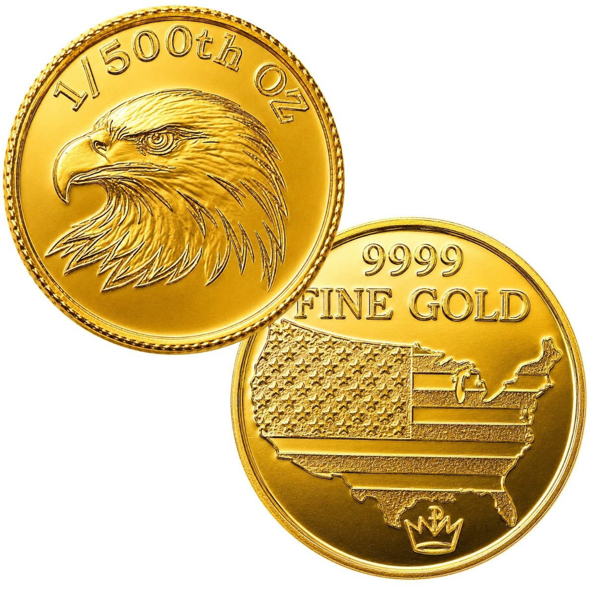1/500 oz .9999 Fine Gold Round – Eagle Head (Sealed in Capsule)