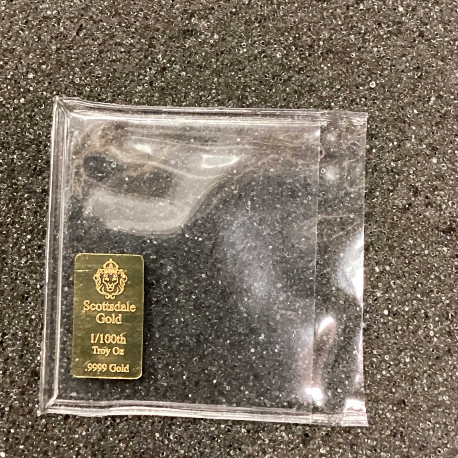 1/100 oz Gold Bar – Scottsdale Mint .9999 fine gold fractional