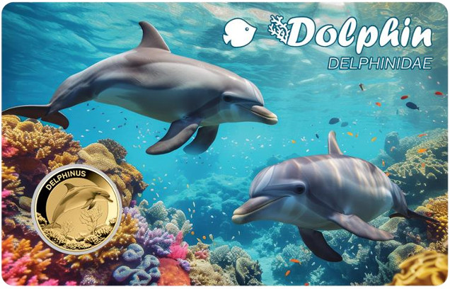 Dolphin 1/1000 Oz Gold 999 coin 3000 Francs Chad 2025