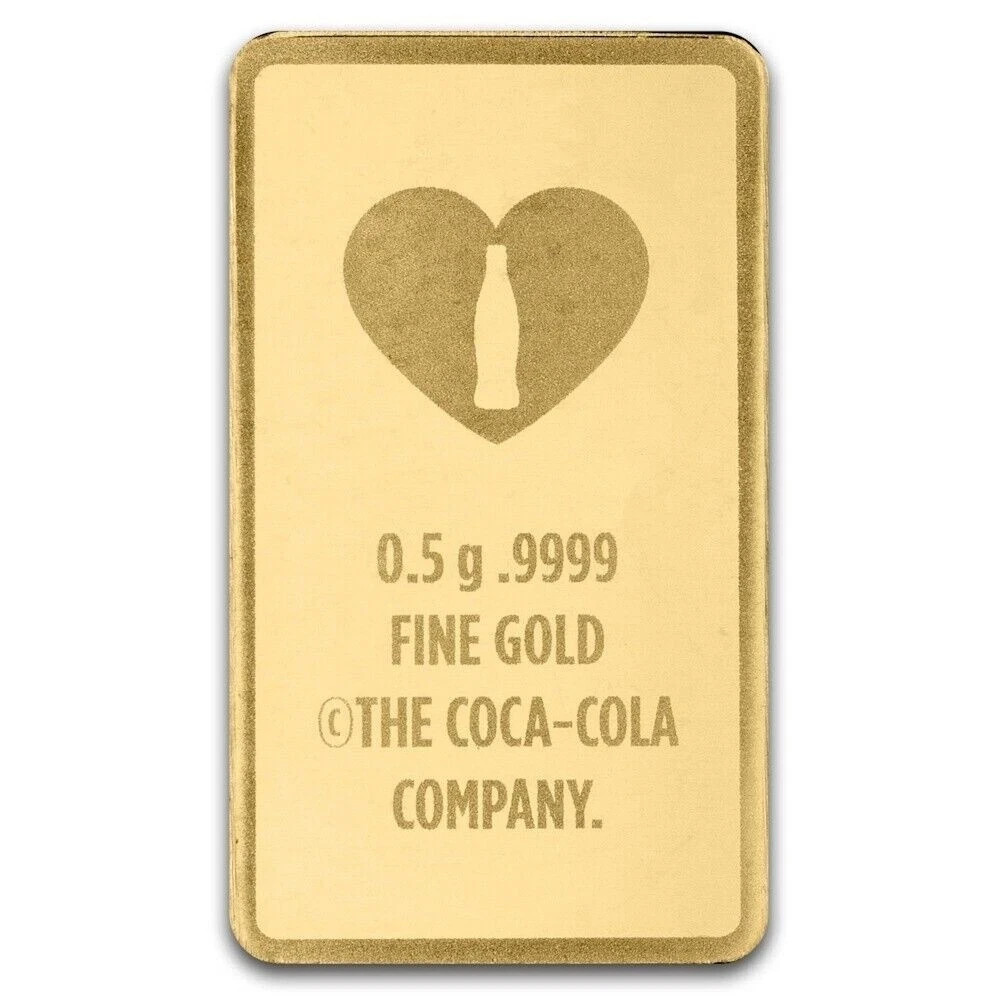 Coca-Cola Valentine’s Day Pamp Suisse .5 gram Gold Bar Special Carded Assay 1/2g