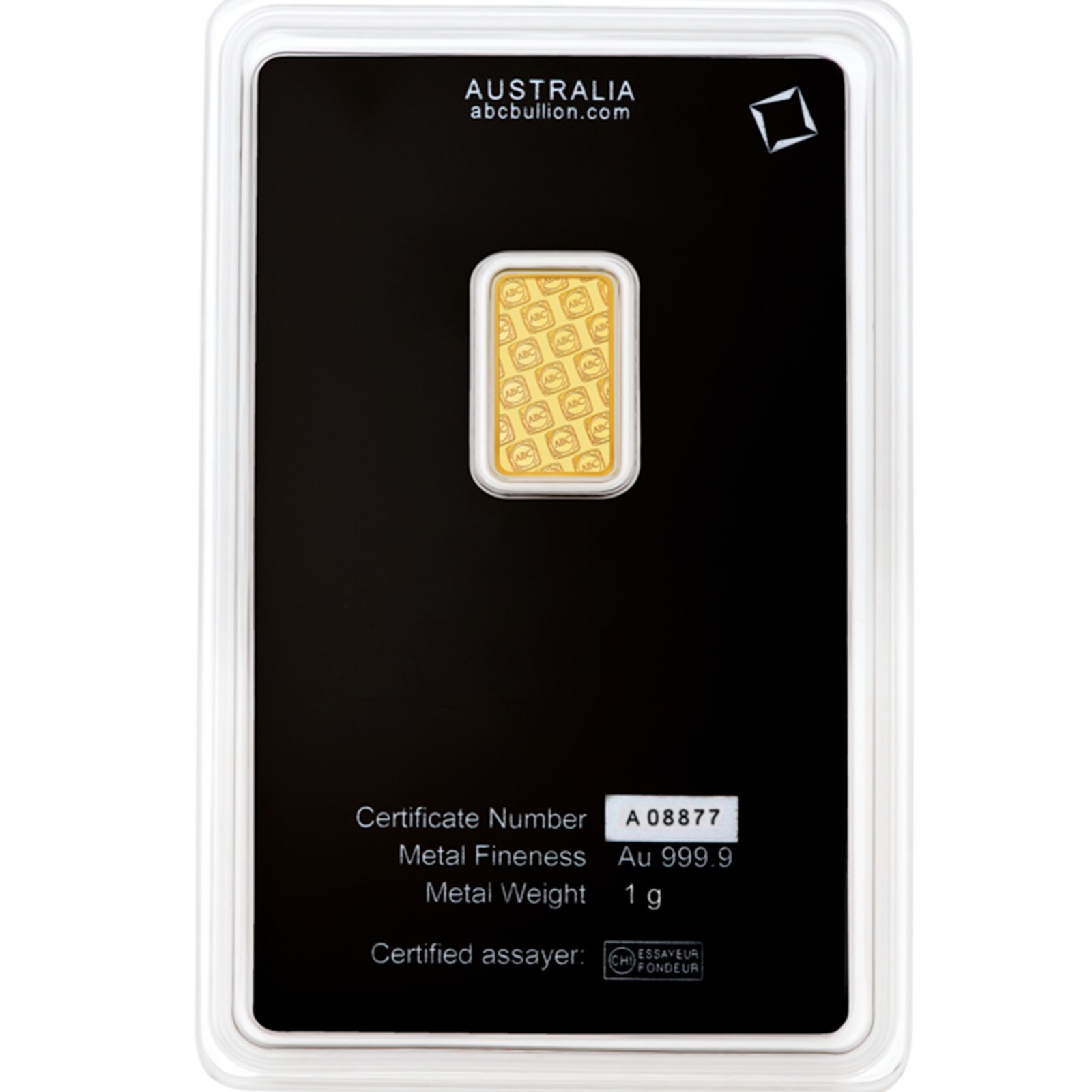 999.9 Fine Gold 1 gram ABC Bullion Minted Tablet Ingot Bar Sealed