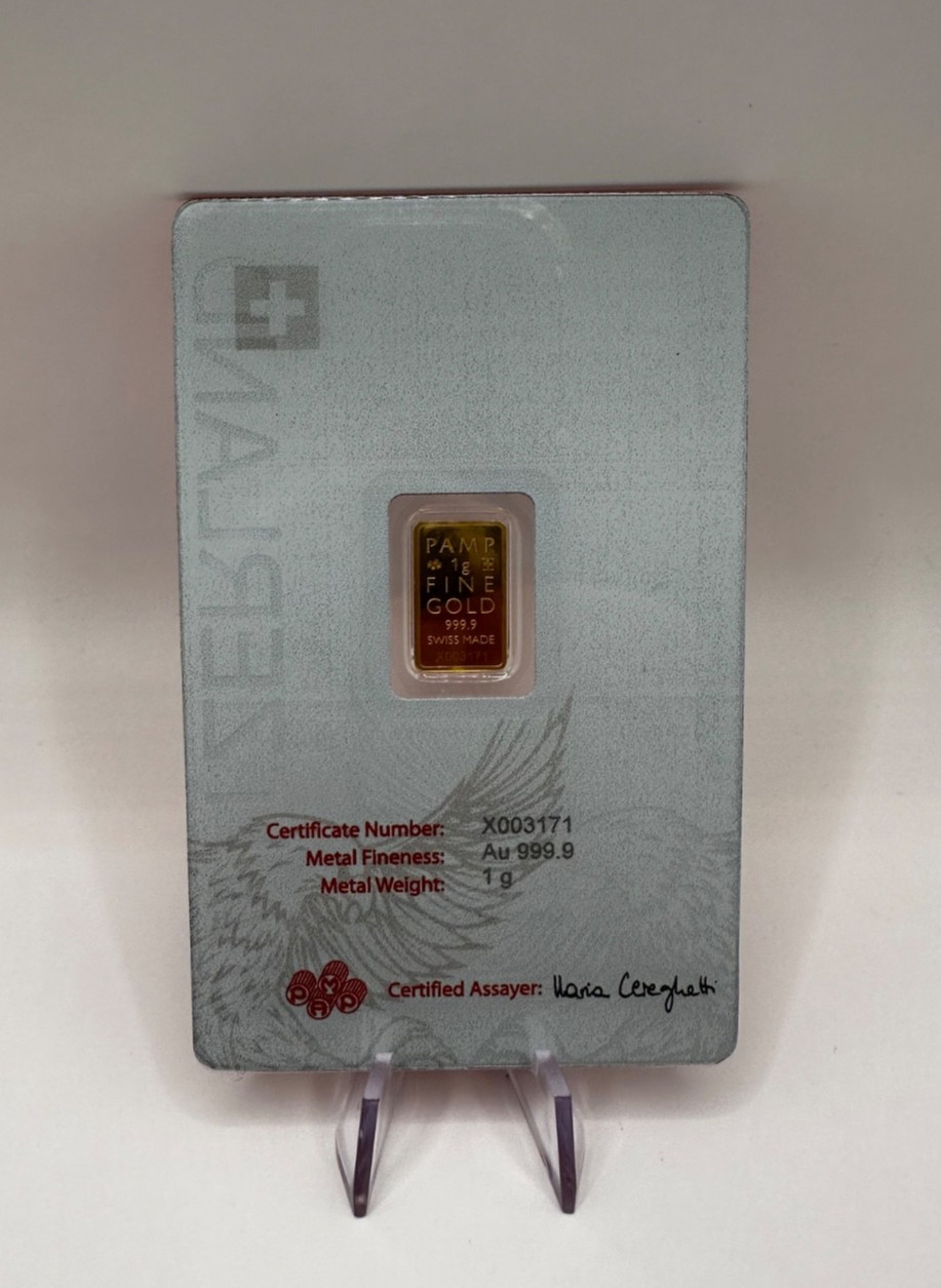 PAMP Suisse Bald Eagle 1g Gold Bar .999 Red Series Switzerland Goldbarren