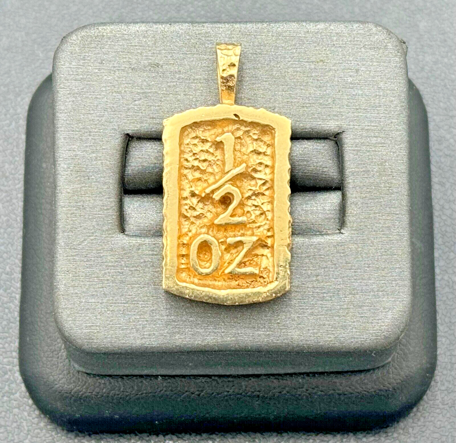 Vintage 14kt Gold 1/2ozt Gold Nugget Style 1in. x 5in. Bar Pendant with 5mm Bale
