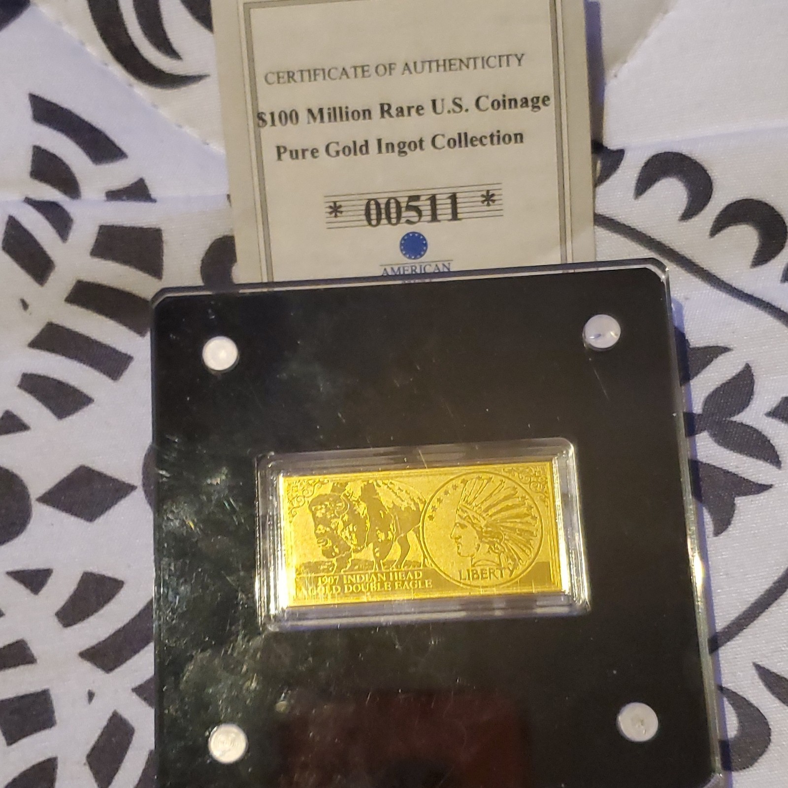 American Mint 2022 Indian Head Double Eagle Gold Bar 1/200th oz .999 Fine
