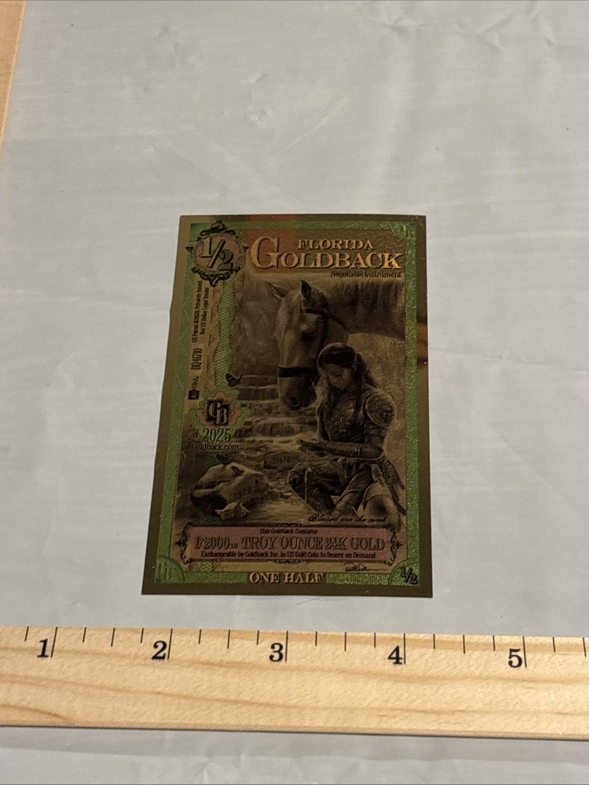 1/2 Florida Goldback Gold Note (New)