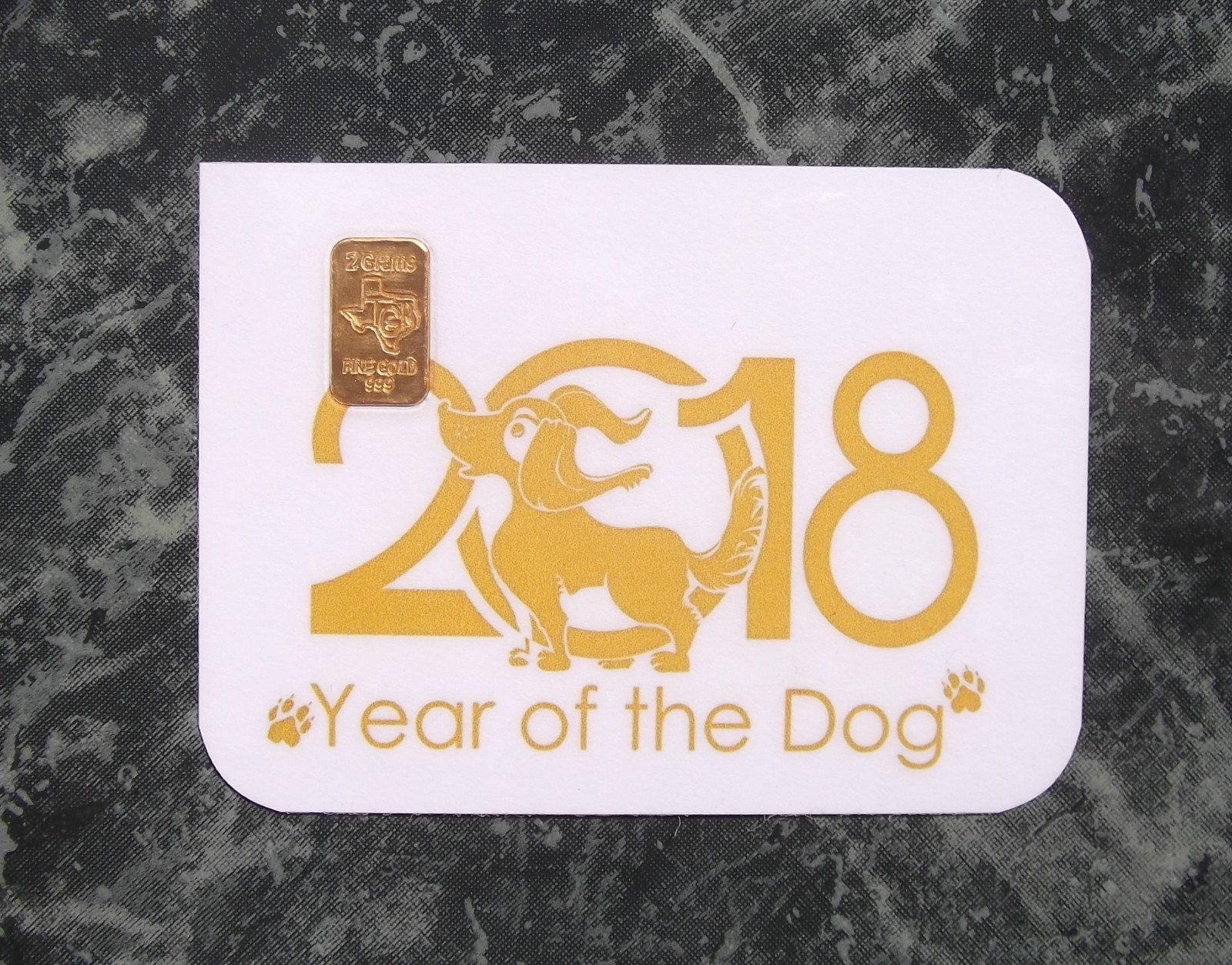2 gram GOLD TGR BULLION Year of the DOG Gold Bar Sealed (In Assay). TWO DAY SHIP