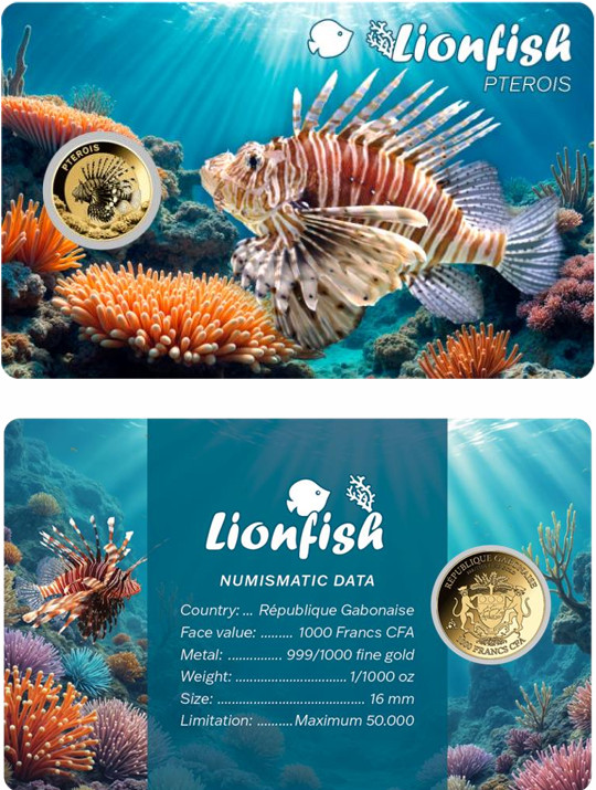 Coral Fish 1/1000 Oz .999 Gold 3 coin cards Album