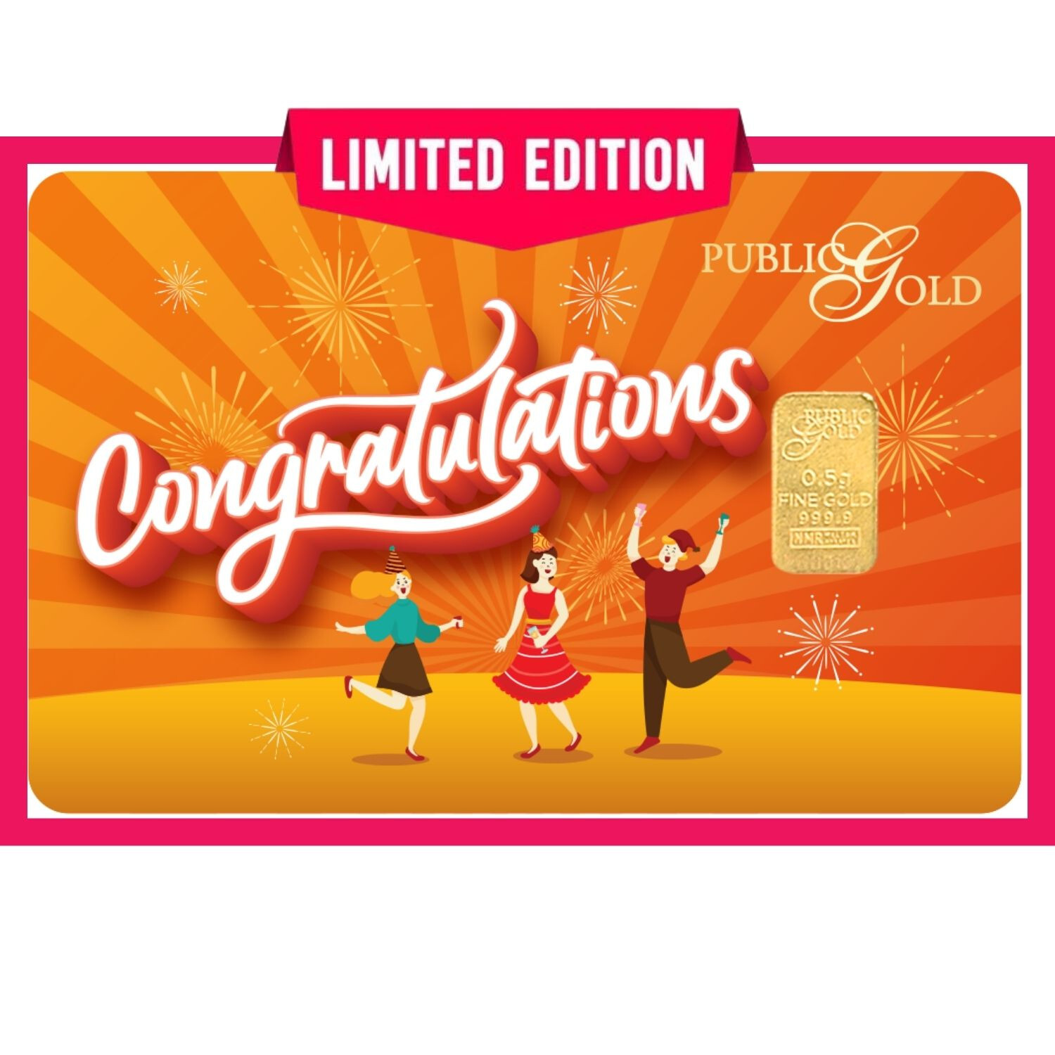 Congratulations Limited Edition Gold Bar 0.5gram 999.9 FreeShip