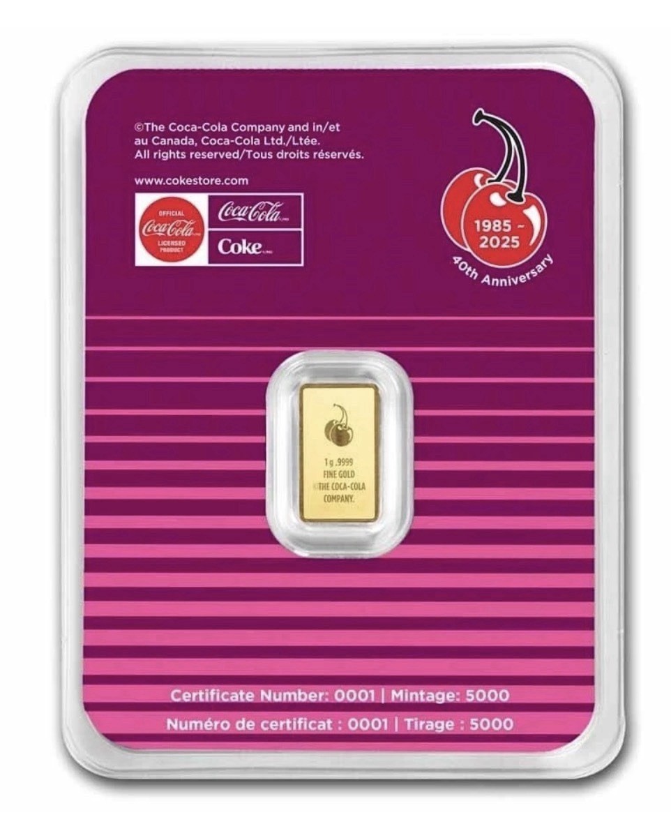 CHERRY COKE 1g 1 Gram .999 Gold Bar in TEP 40th Anniversary NEW Mintage 5000
