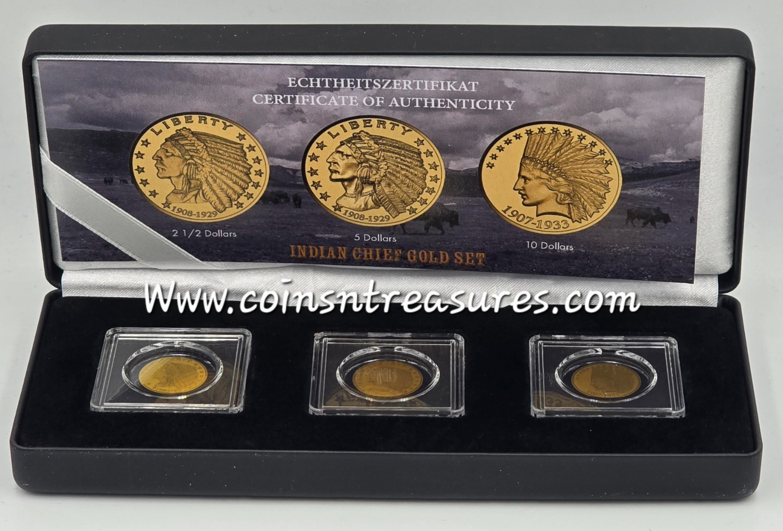 US Indian Chief Gold 3 Coin Set collection 1/1000 Gold .999