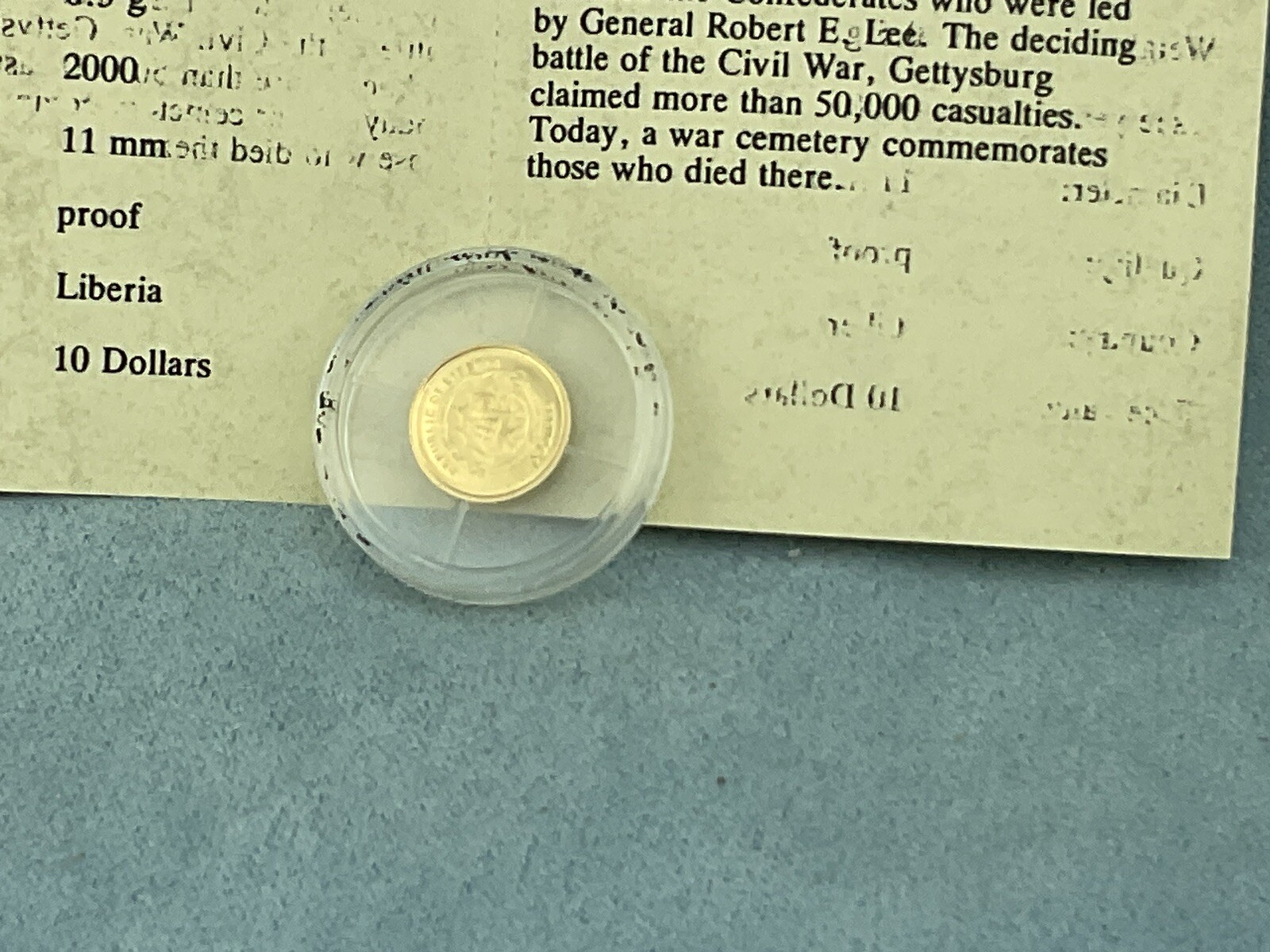 American Mint 0.5 Gram 14K Gold Proof Round Symbols of Freedom “Civil War” w/COA