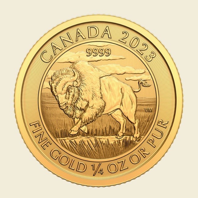 1/4 Ounce Gold 99.99 Pure Canadian Bison Coin