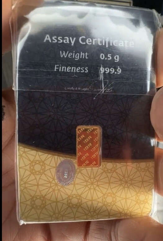 0.5 gram IGR Gold Bar – Istanbul Gold Refinery – 999.9 Fine in Sealed Assay -RME