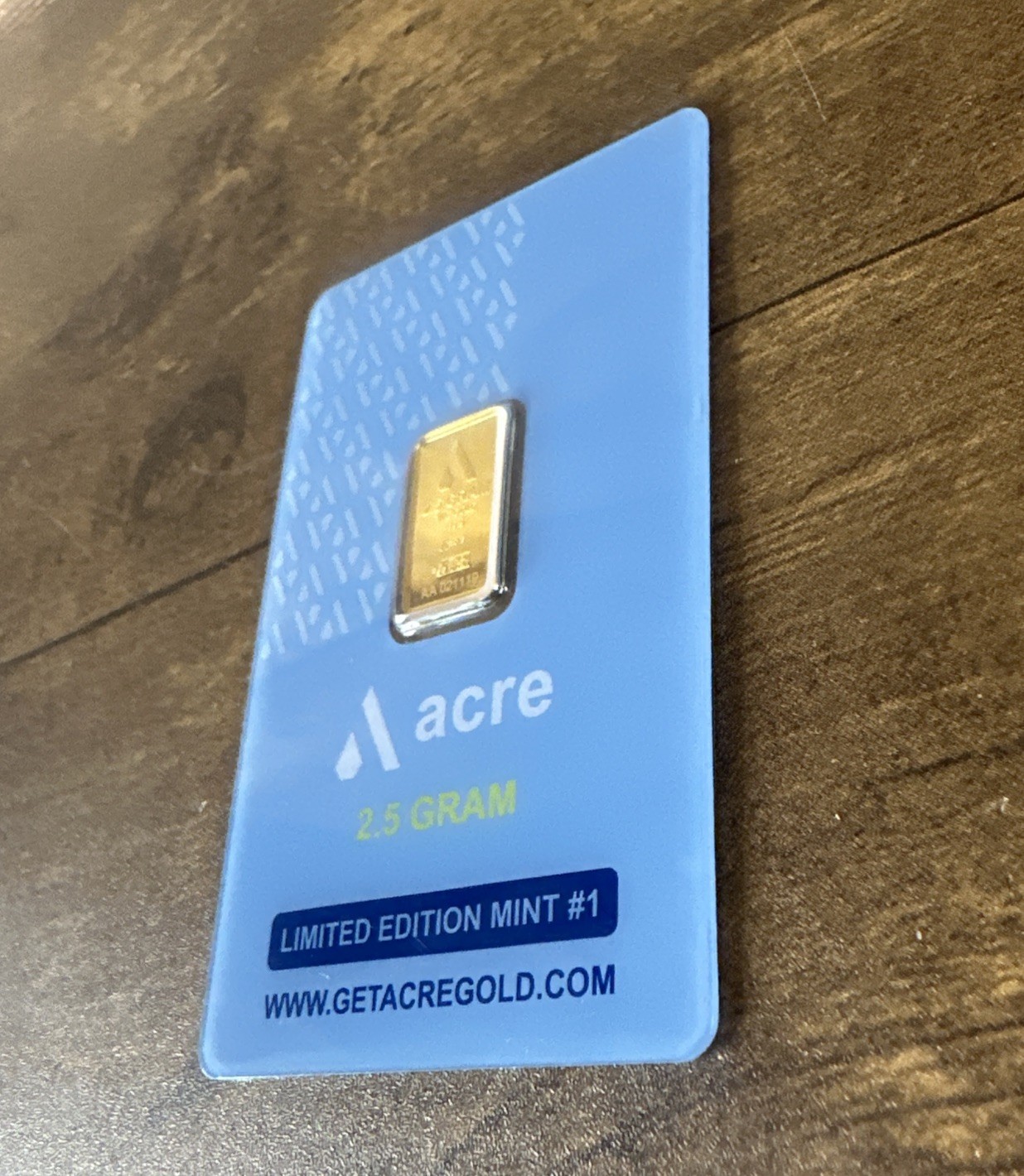 2.5 Gram .999 Fine Gold Acre Bar Assay Original Fast Shipping
