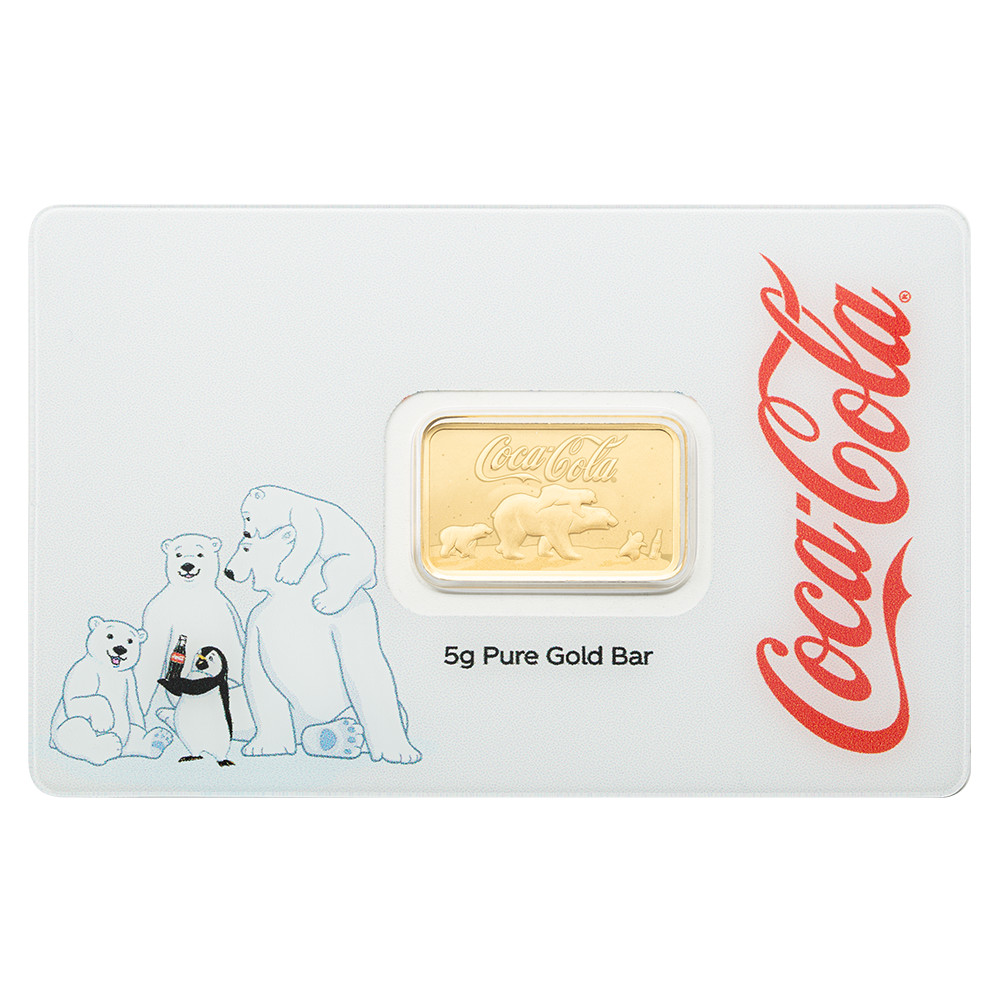 2026 Pamp Coca Cola Polar Bear & Friends 5 Gram Gold Bar – In Assay w/Sleeve