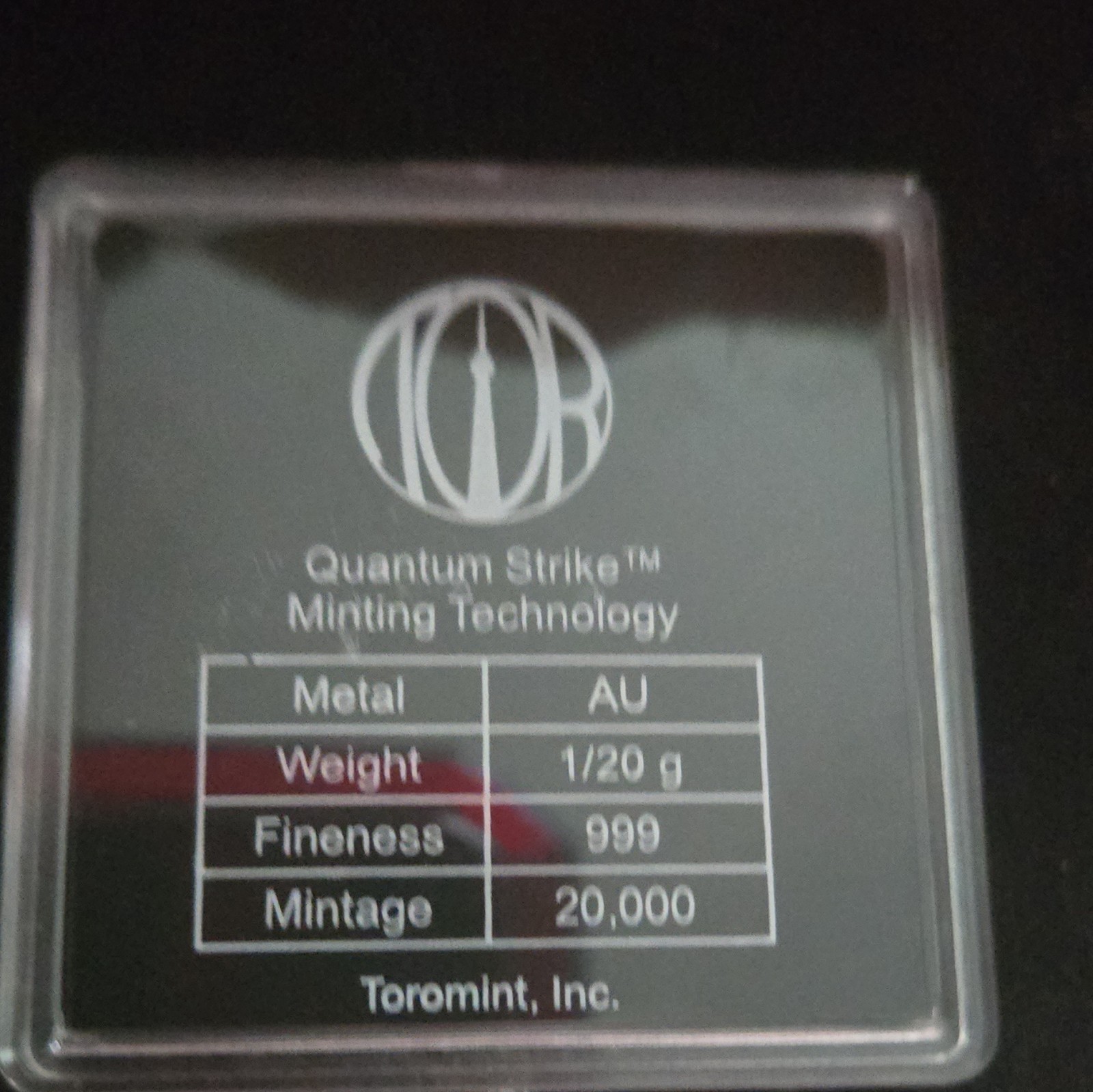 Toromint Quantum Strike F-15 Eagle Gold Round 1/20 g .999 Fine Gold