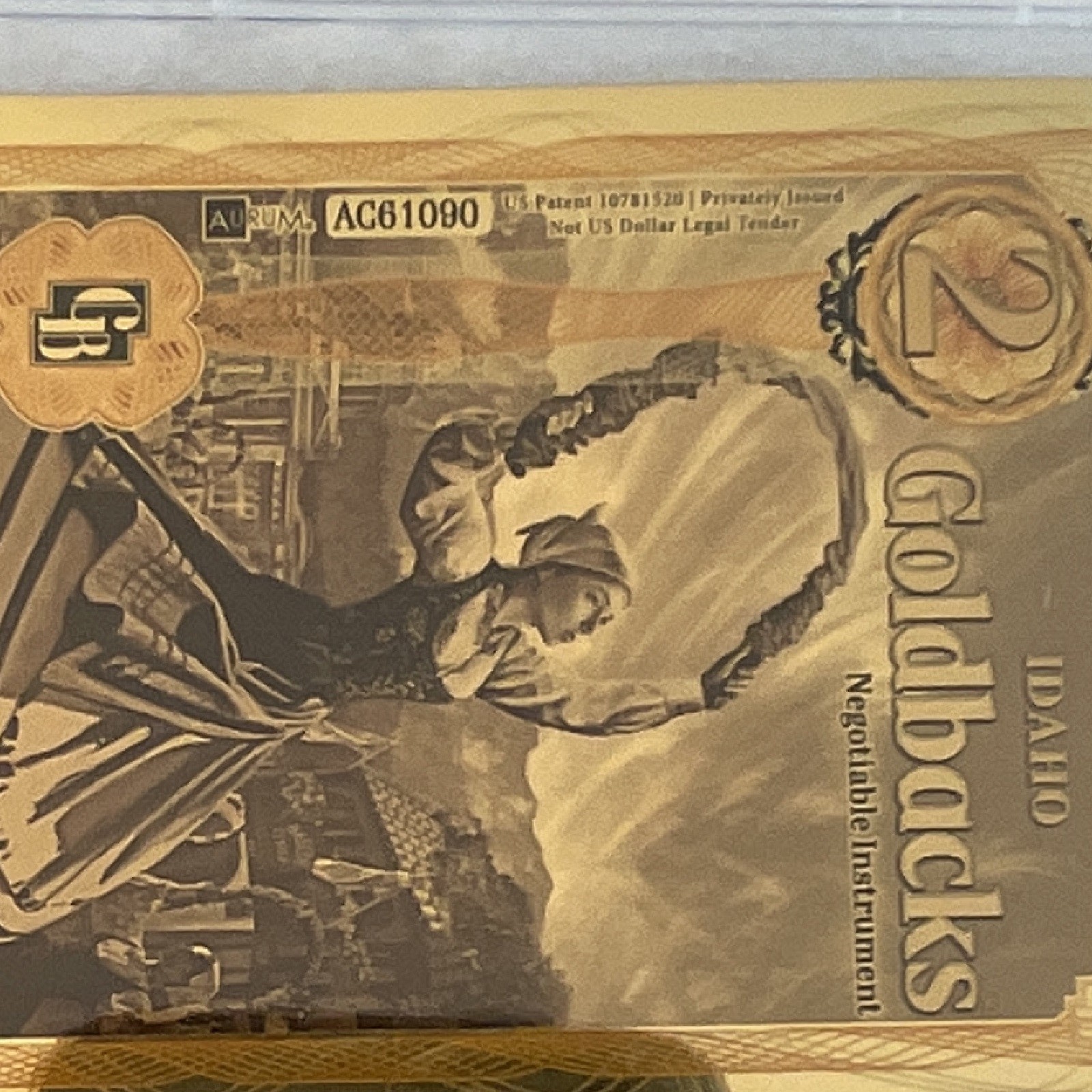 2024 Idaho Goldback $2 Gold Foil Note 1/500 Troy Oz .999 24K Gold AC61090