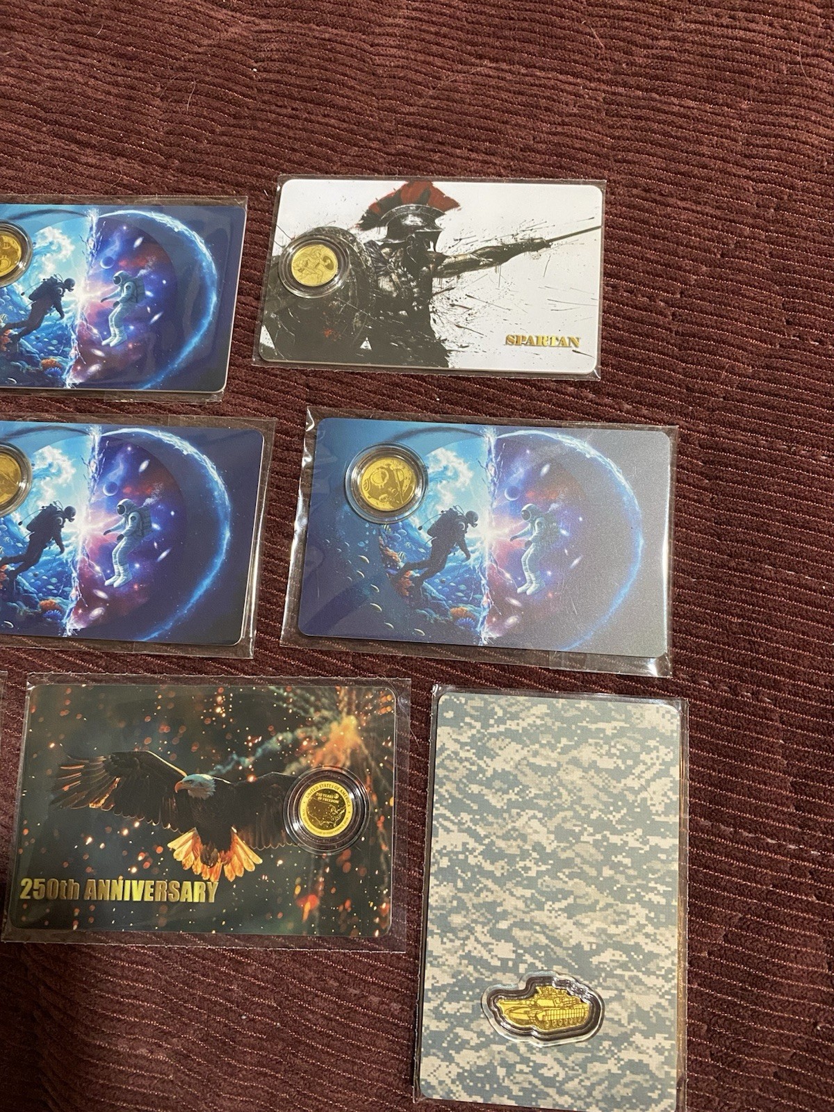 Bundle Lot Of (10) 1/1000th Oz Gold Cards W/ Different Designs
