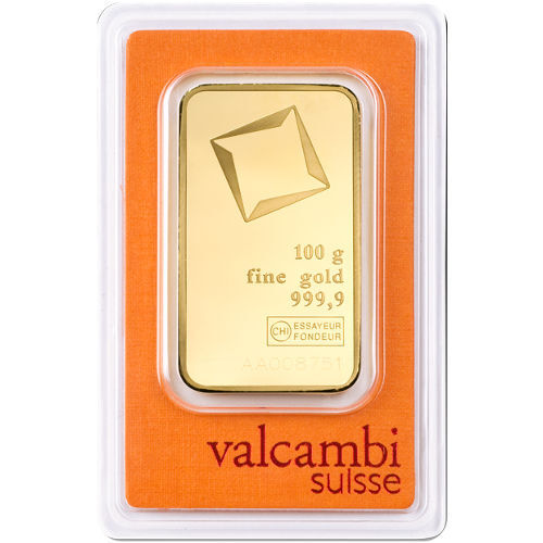 100 Gram Valcambi Gold Bar (New w/ Assay)