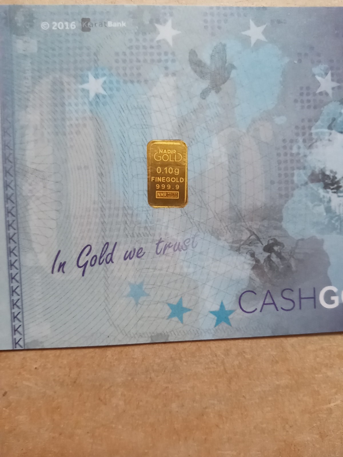 1/10 Gram .1 gram Gold – CASHGOLD – KaratPAY – .9999 Gold – In Gold we Trust