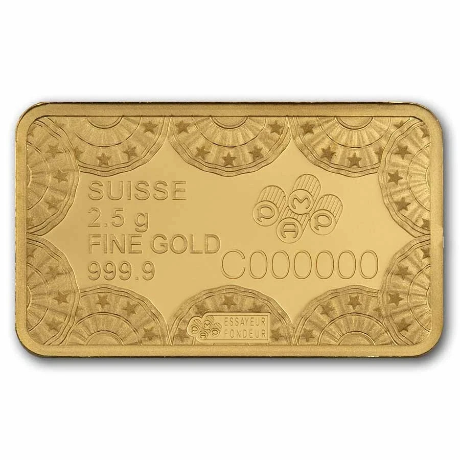2.5 gram Gold Bar – PAMP 250th Anniversary of the USA