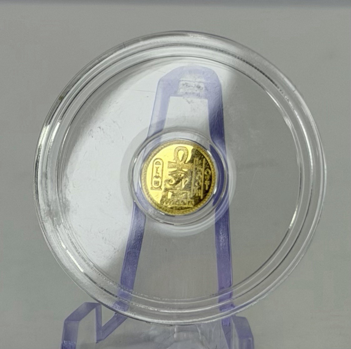 1/500 oz Egyptian Eye of Ra .9999 Fine Gold Round in Capsule Fractional Gold MPM