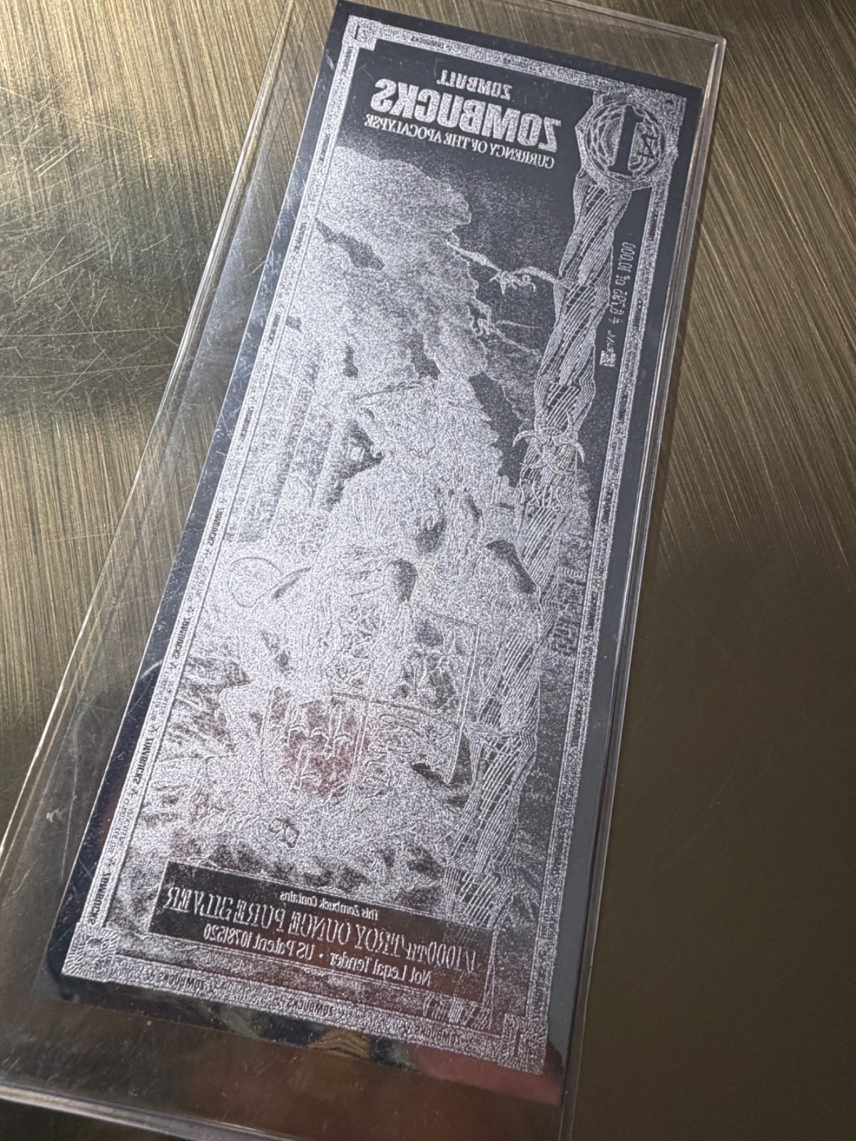 1 X ZomBucks ZOMBULL 2027, UNC Aurum SilverBack .999 PURE Silver 1/1000 Troy oz.