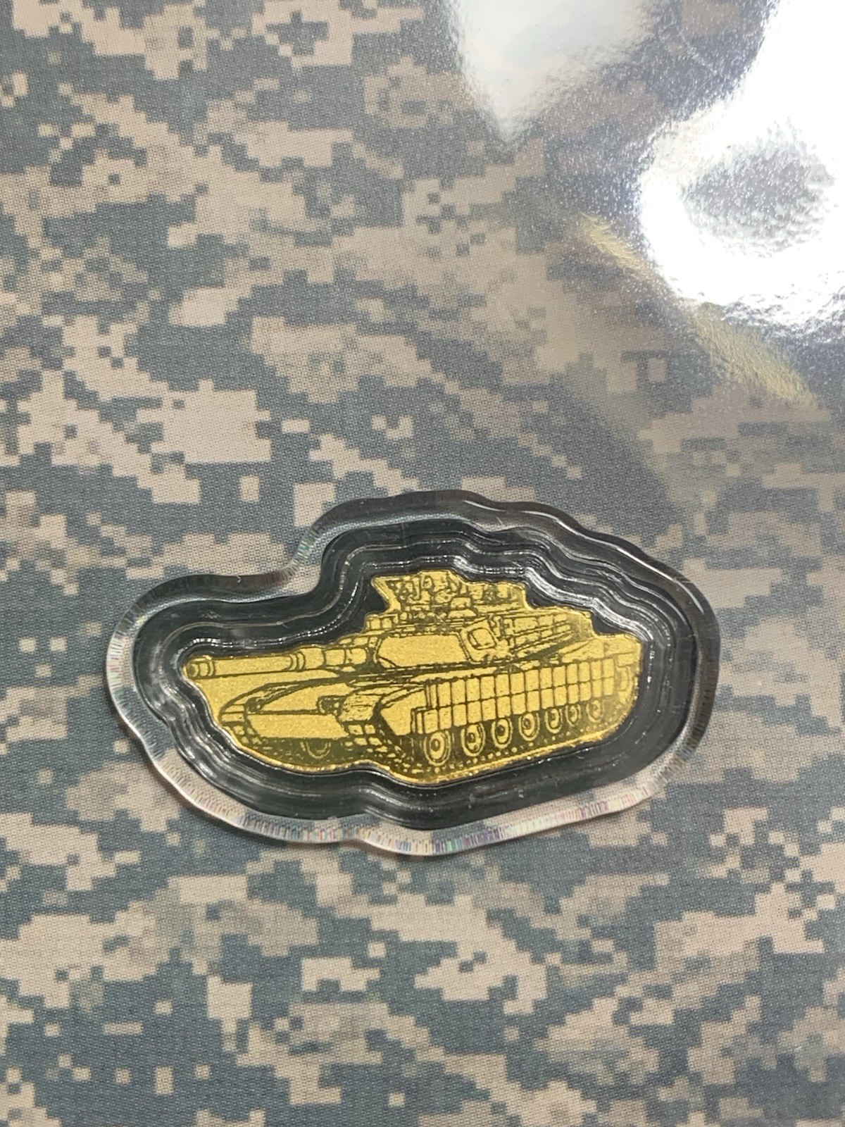 U.S. Army Tank Shaped 1/1000 oz Gold Coin in Card & Capsule