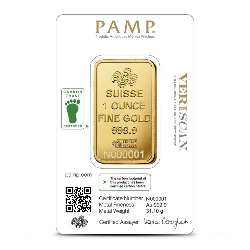 1 oz PAMP Suisse Fortuna Veriscan Gold Bar (Carbon Neutral, New w/ Assay)