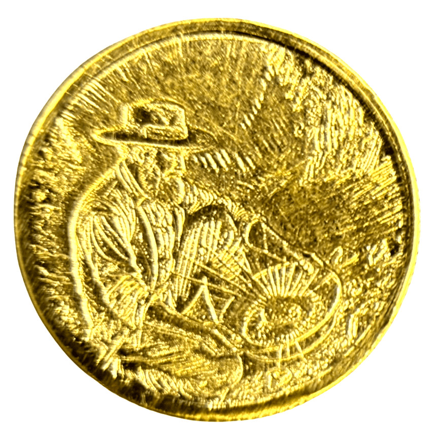 1/100 OZ MONARCH .9999 FINE GOLD PROSPECTOR ROUND IN SEALED CAPSULE BU